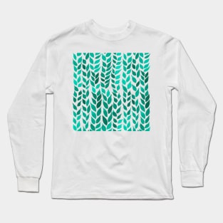 Simple Watercolor Leaves - Green Long Sleeve T-Shirt